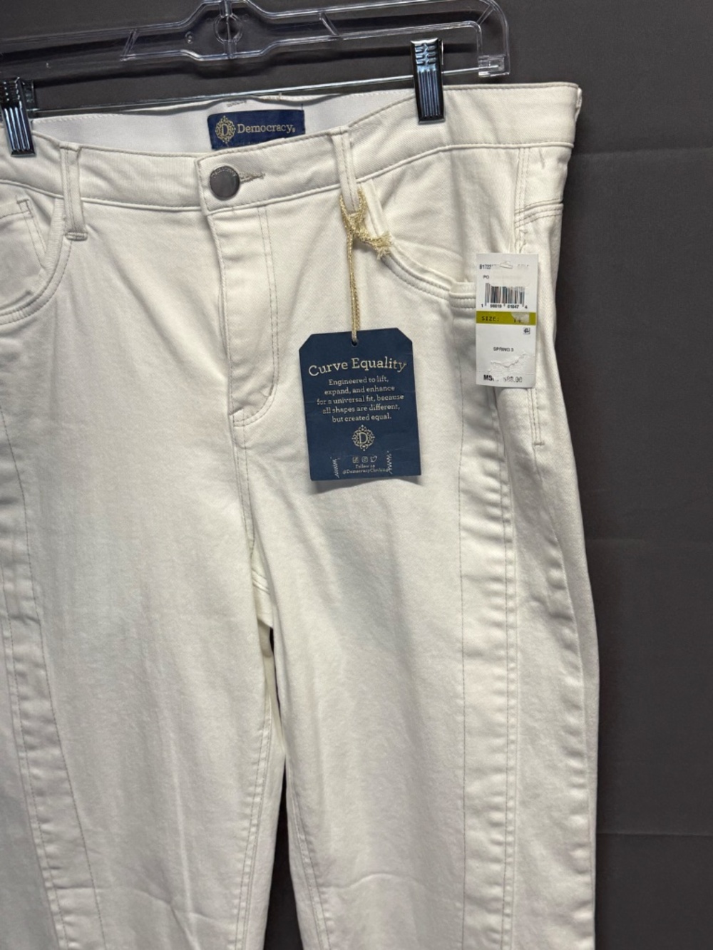 Democracy Ab Solution White High Rise Straight Leg Jeans Crop Paneled Sz 14 NWT - Picture 4 of 14
